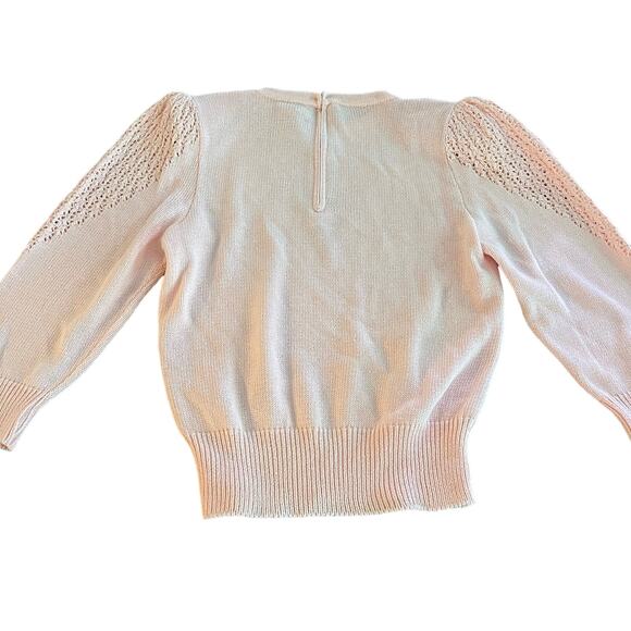 Vintage 70's Peach Vintage Dainty Knit Laura Alyzia Sweater Skirt Set-Size 10 - Picture 3 of 12